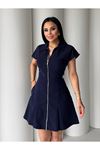 Zipper Front Polo Collar Dress – Sleek, Modern & Stylish