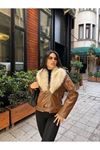 Çıkarılabilir Kürk Yakalı Deri Mont