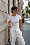 Ribana Kumaş Basıc Baby Tee-Beyaz